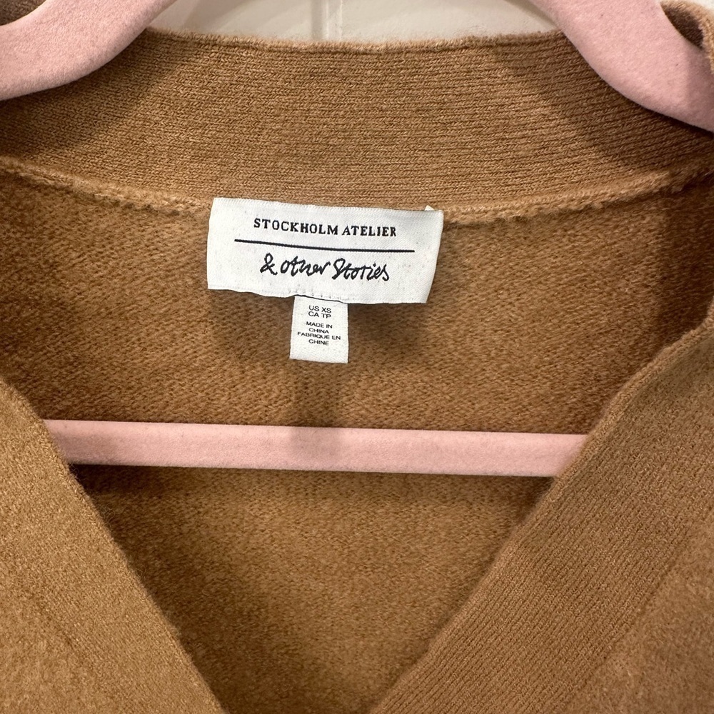Stockholm Antelier & Other Stories Tan Wool/Yak Wool Blend Cardigan Sweater XS - Picture 3 of 4